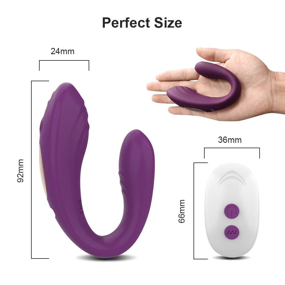 U-shape Wireless Remote Controlled Wearable Dildo Vibrator Female Dual Motor Clit Stimulator for Women