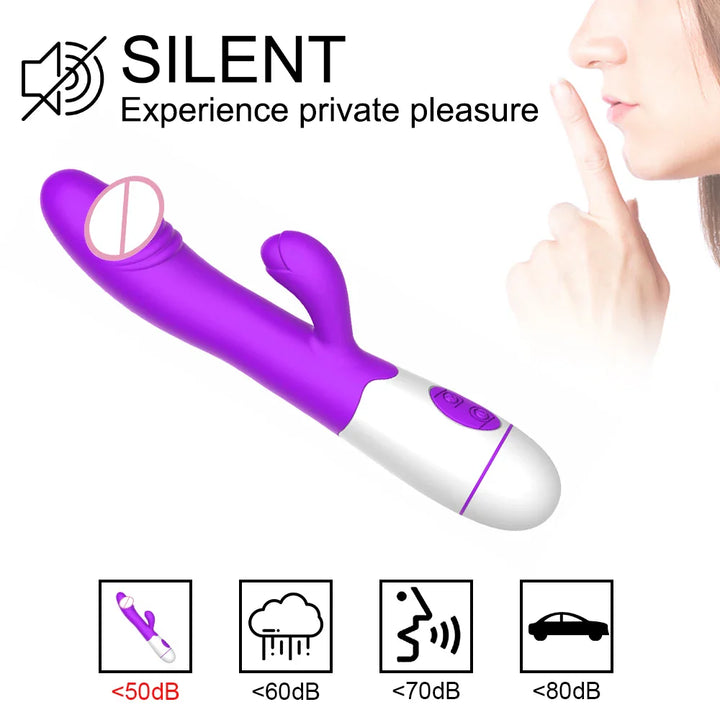 30 Frequency Rabbit Vibrator Dual Vibrating Erotic Anal Vagina For Women G-spot Masturbator - fromasia2america.shop