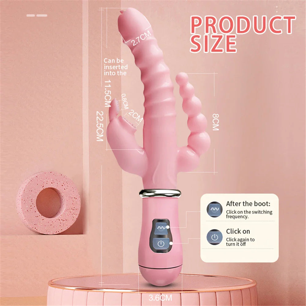 3 In 1 Dildo Rabbit Vibrator Anal Clit Vibrator Sex Toys for Women - fromasia2america.shop