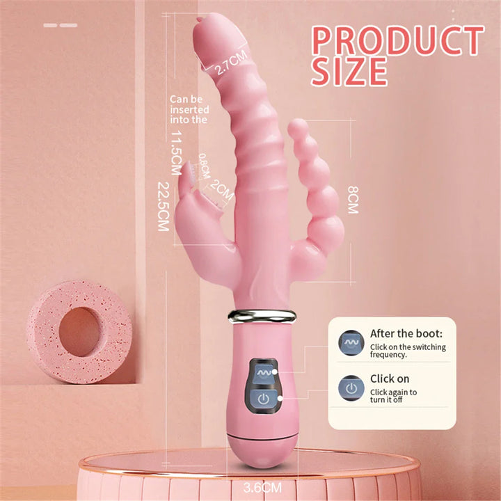 3 In 1 Dildo Rabbit Vibrator Anal Clit Vibrator Sex Toys for Women - fromasia2america.shop