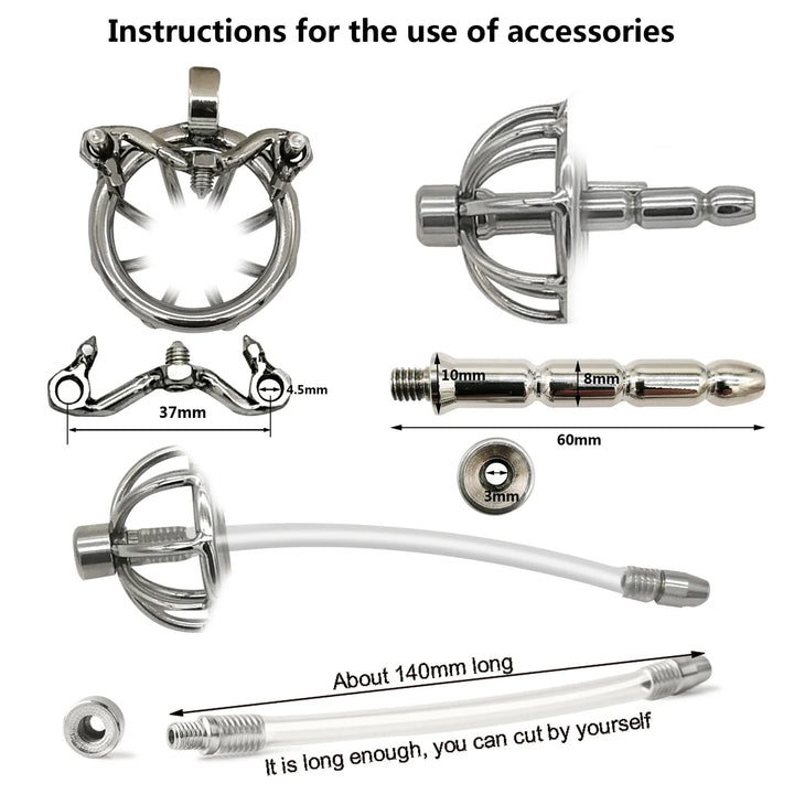 Chastity Device with Urethral Catheter and Anti-Shedding Ring,Cock Cage,Penis Ring - fromasia2america.shop