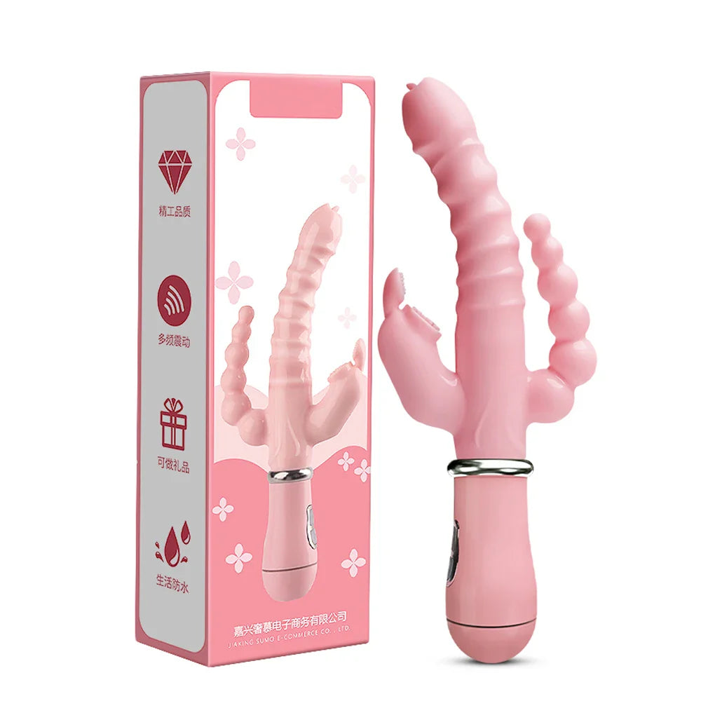 3 In 1 Dildo Rabbit Vibrator Anal Clit Vibrator Sex Toys for Women - fromasia2america.shop