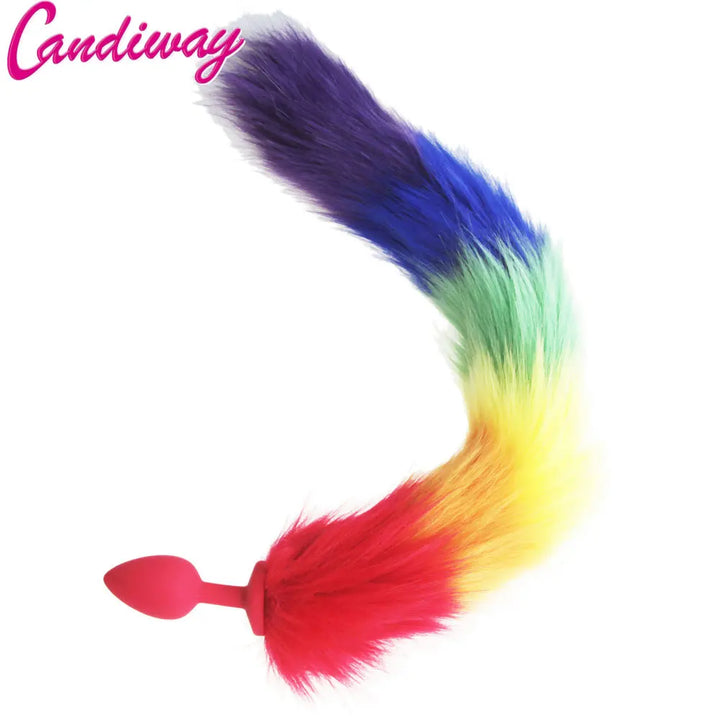 rainbow Fox/Dog Tail silicone Furry Anal Plug Sexy Toys Butt Plug BDSM Flirt Anus For Women - fromasia2america.shop