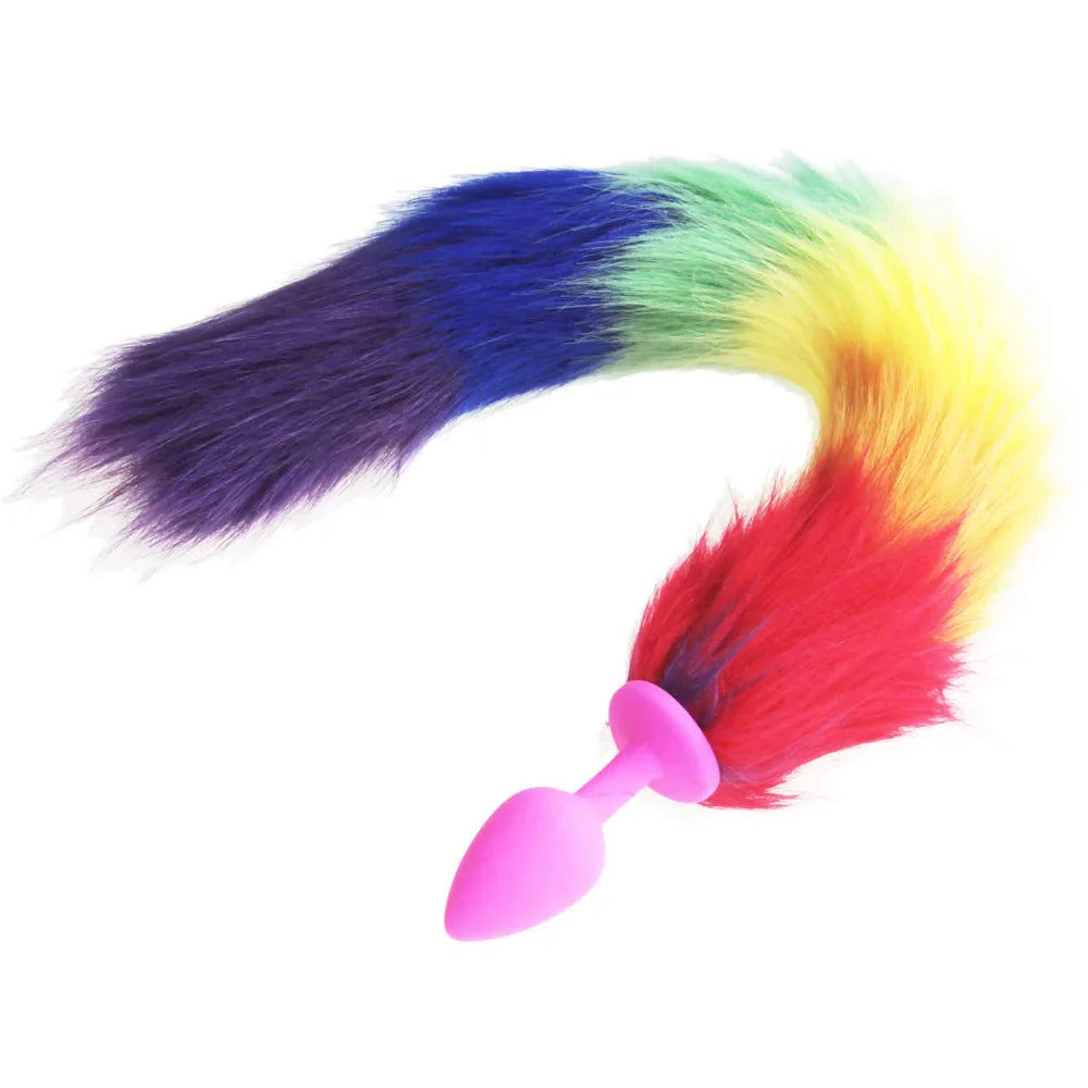 rainbow Fox/Dog Tail silicone Furry Anal Plug Sexy Toys Butt Plug BDSM Flirt Anus For Women - fromasia2america.shop