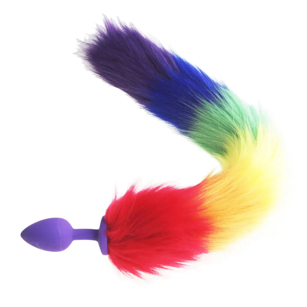 rainbow Fox/Dog Tail silicone Furry Anal Plug Sexy Toys Butt Plug BDSM Flirt Anus For Women - fromasia2america.shop