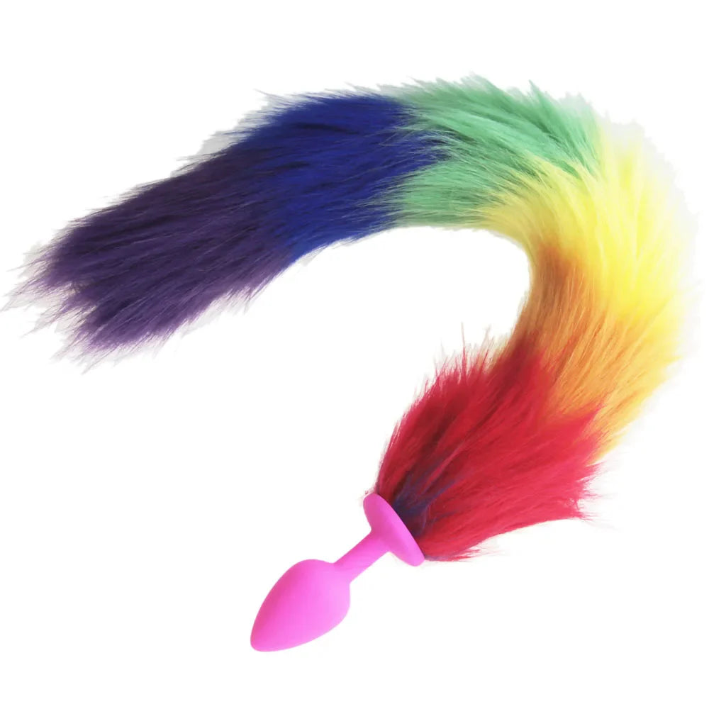 rainbow Fox/Dog Tail silicone Furry Anal Plug Sexy Toys Butt Plug BDSM Flirt Anus For Women - fromasia2america.shop