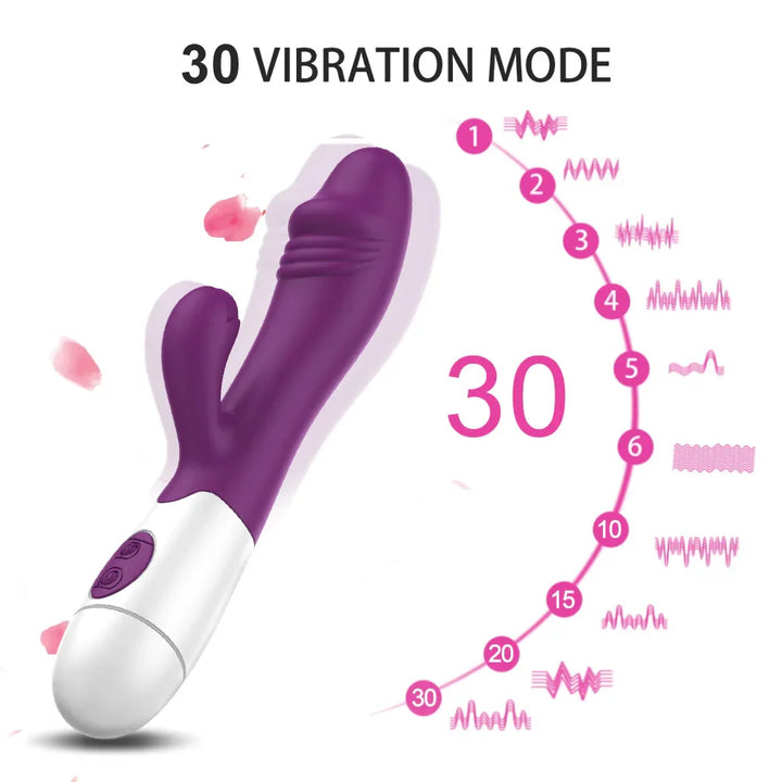 30 Frequency Rabbit Vibrator Dual Vibrating Erotic Anal Vagina For Women G-spot Masturbator - fromasia2america.shop