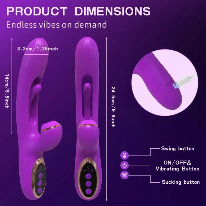 Rabbit Patting Dildo Vibrator Clitoris Nipple Sucking Stimulator Vagina Massager for Women