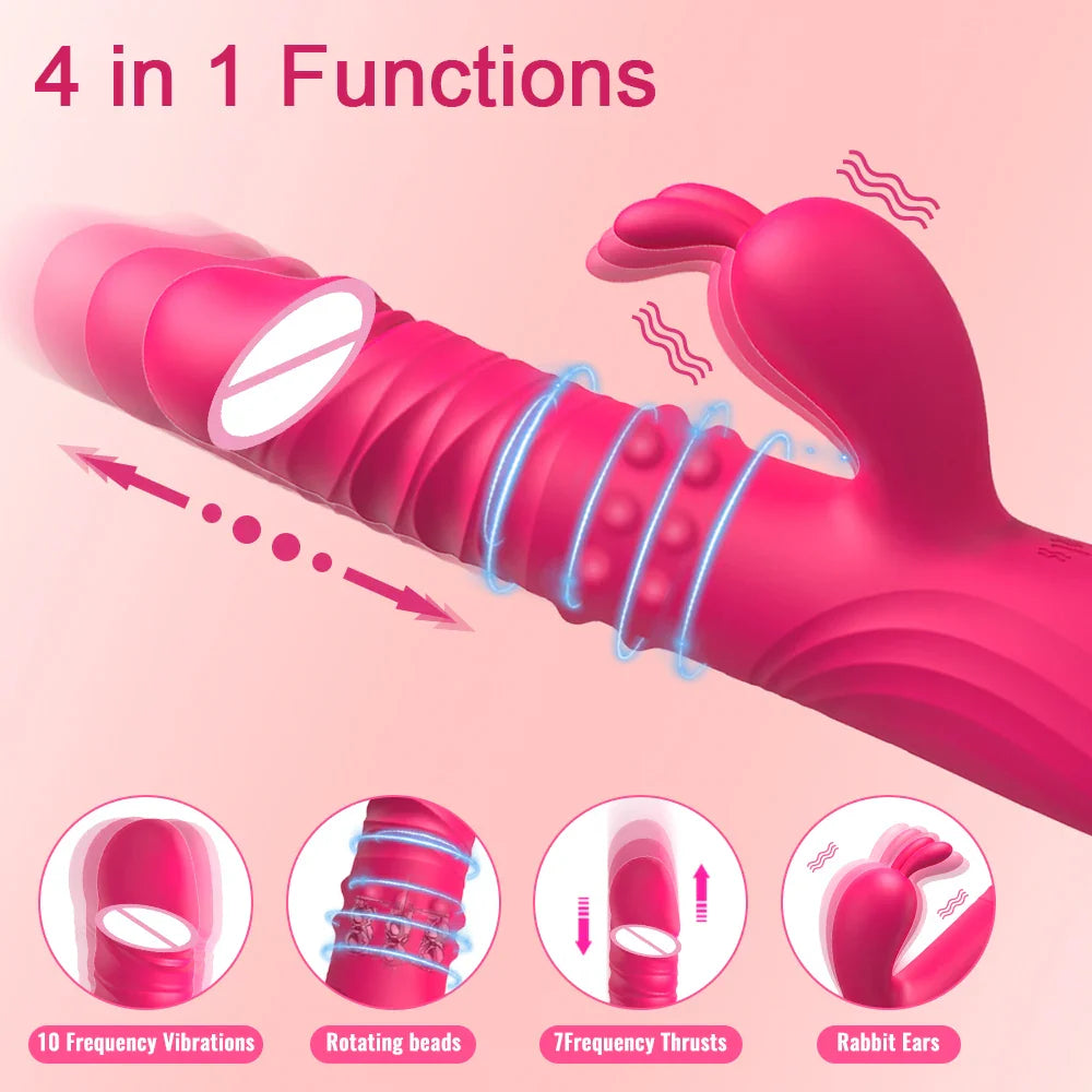 Rabbit Vibrator for Women Vagina G-Spot Nipple Clitoris Stimulator Thrusting - fromasia2america.shop