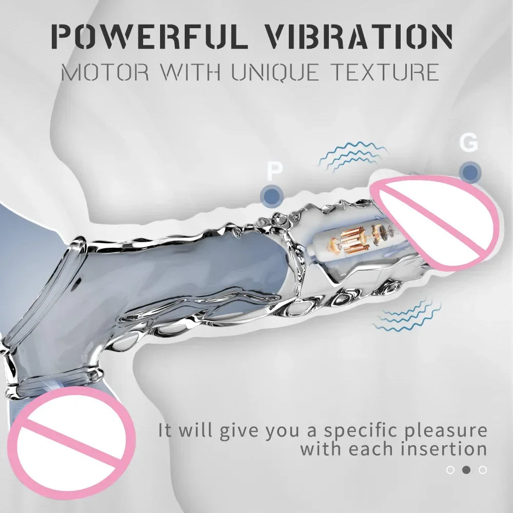 Reusable Penis Sleeve with Vibrator Penis Ring 10 Inch Clear Cock Ring - fromasia2america.shop