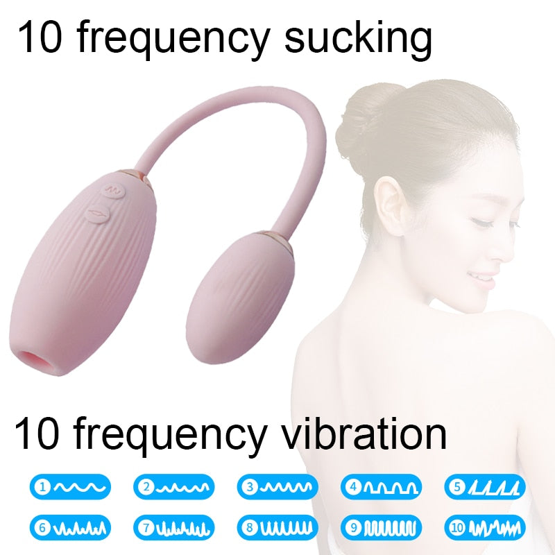 2 in1 Clitoral Sucking Vibrators Jumping Eggs  Stimulator 10 Speeds Vagina Ball for Women