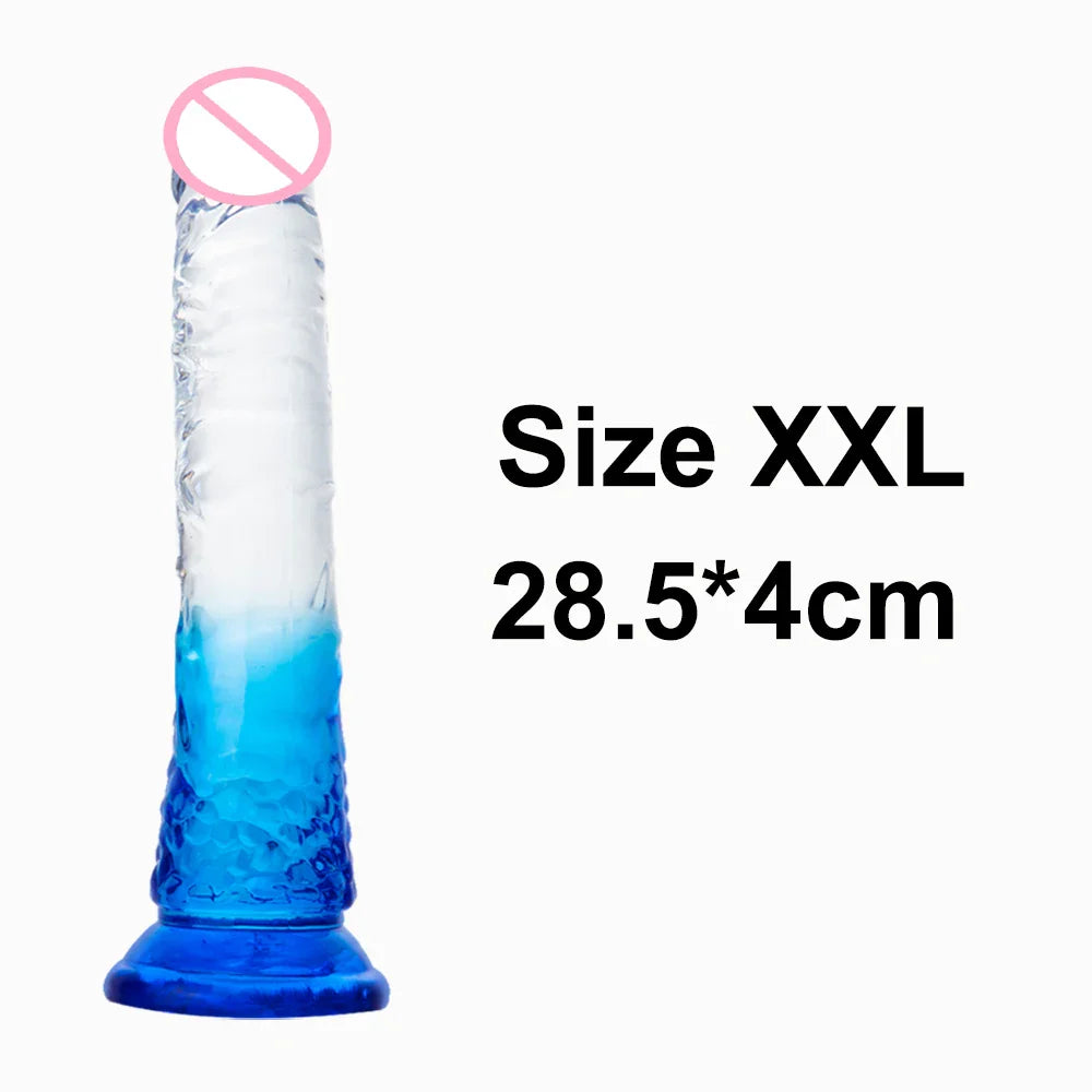 Crystal Jelly Huge Dildo Realistic Penis Anal Butt Plug Anal Massage Women's - fromasia2america.shop