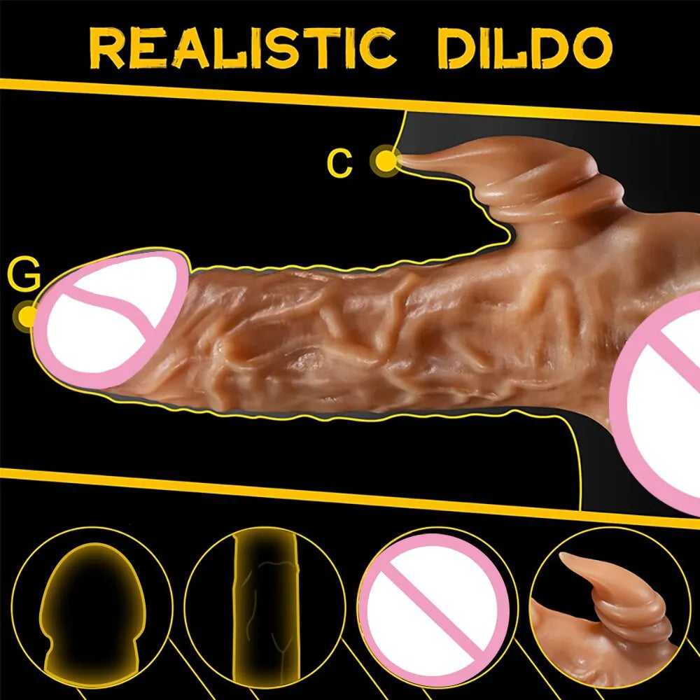 Realistic Thrusting Dildo Vibrator Penis G-Spot Clitoral Telescopic Stimulator for Women