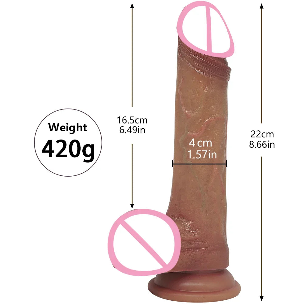 New Soft Realistic Veins Huge Dildo Thick Cock Double Layer For Women - fromasia2america.shop