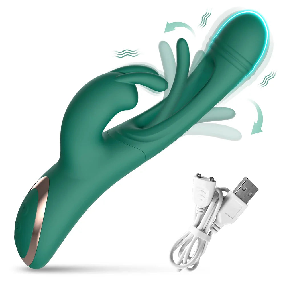 3 In 1 G-Spot Dildo Rabbit Vibrator Flapping Vaginal Massager Female - fromasia2america.shop