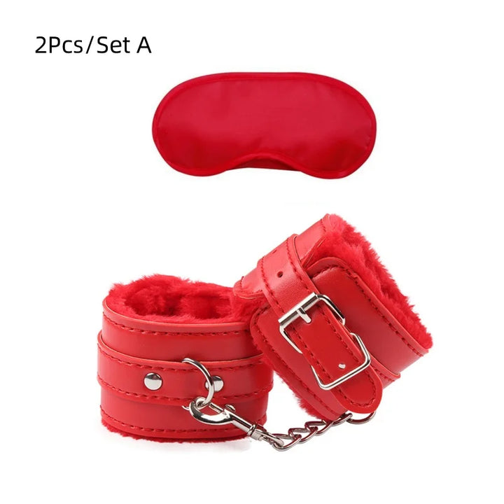 Bdsm Bondage Kit Leather Handcuffs Sets Whip Nipple Clamps Ball Gag Collar for Women Couples - fromasia2america.shop