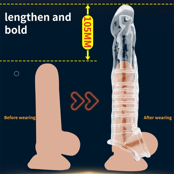 Reusable Condom Penis Extension Sleeve Delay Ejaculation Cock Cover Penis Extender - fromasia2america.shop