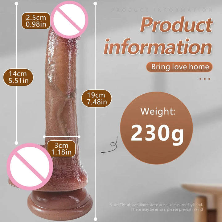 New Soft Realistic Veins Huge Dildo Thick Cock Double Layer For Women - fromasia2america.shop