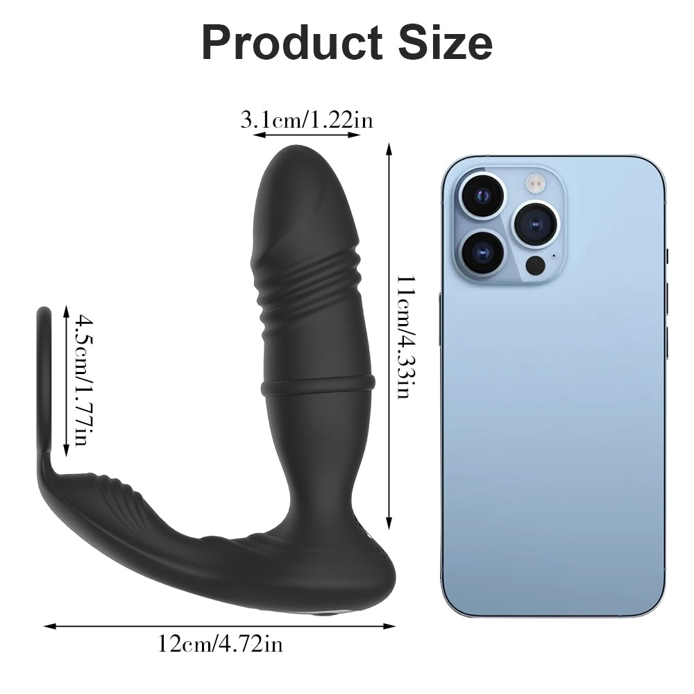 Male Thrusting Prostate Massager Bluetooth APP Vibrator Wireless Remote Butt Plug