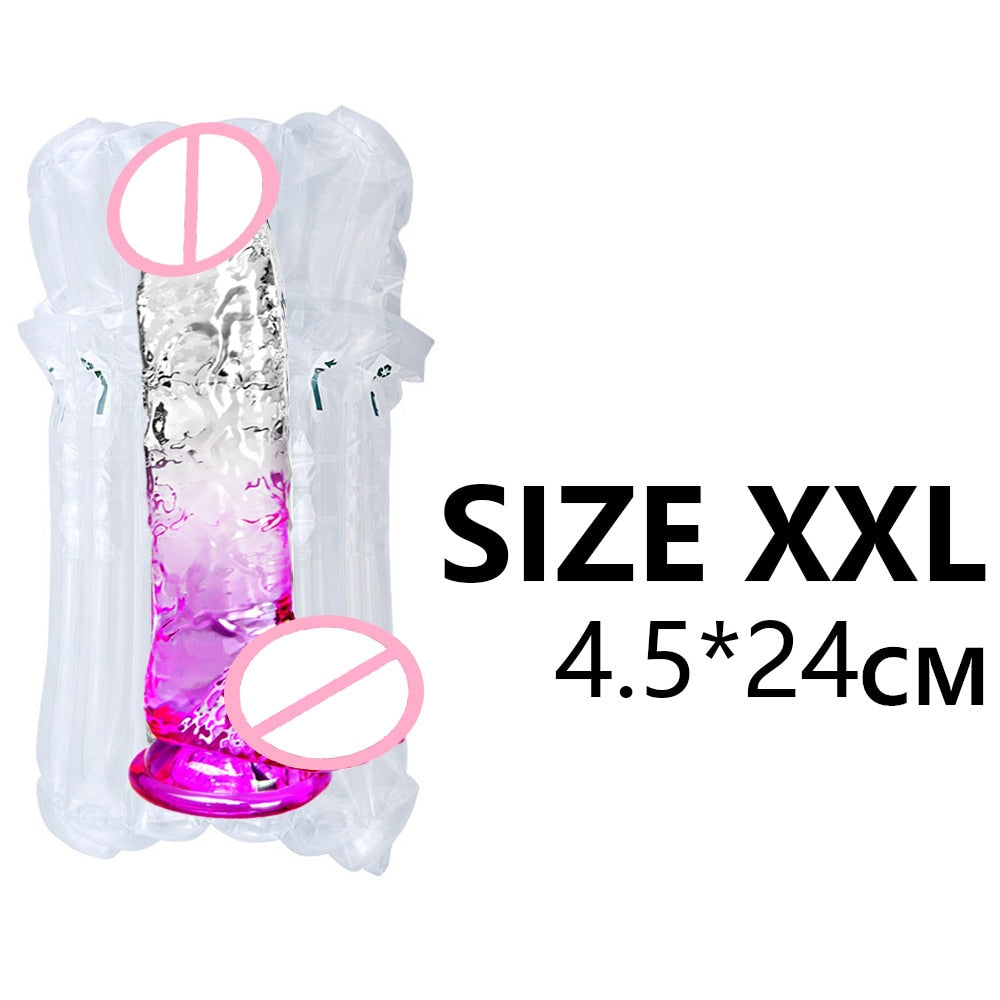 G-spot Massager Clear PVC Masturbator Dildo with Powerful Suction Cup