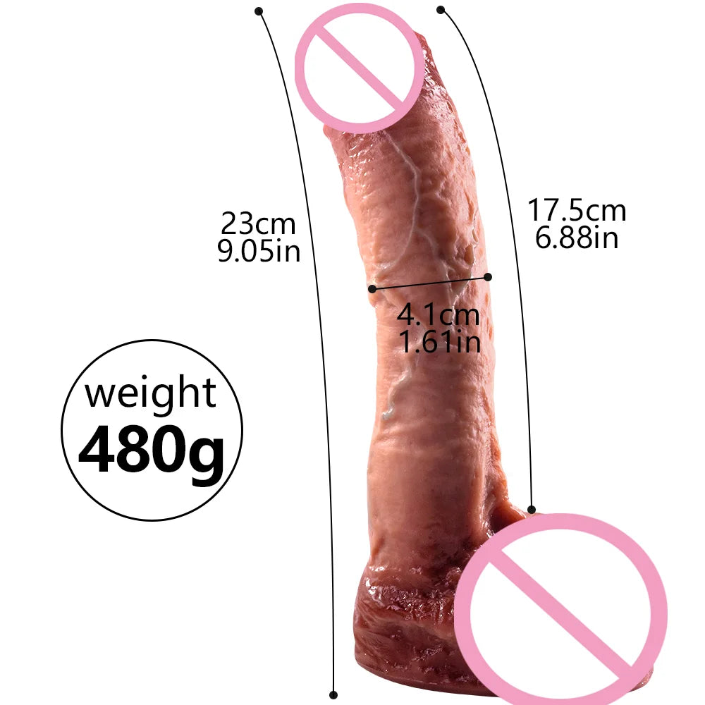 New Soft Realistic Veins Huge Dildo Thick Cock Double Layer For Women - fromasia2america.shop