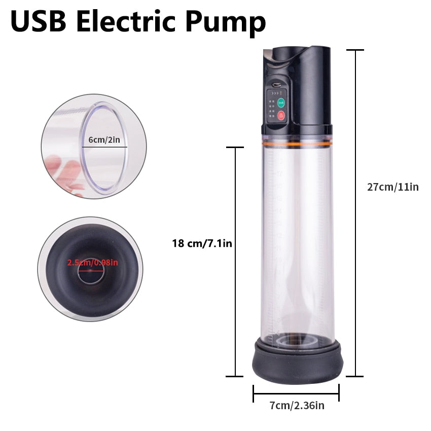 Automatic Penis Enlargement Erection Extend Air Pressure Vacuum Rechargeable Pump for Men