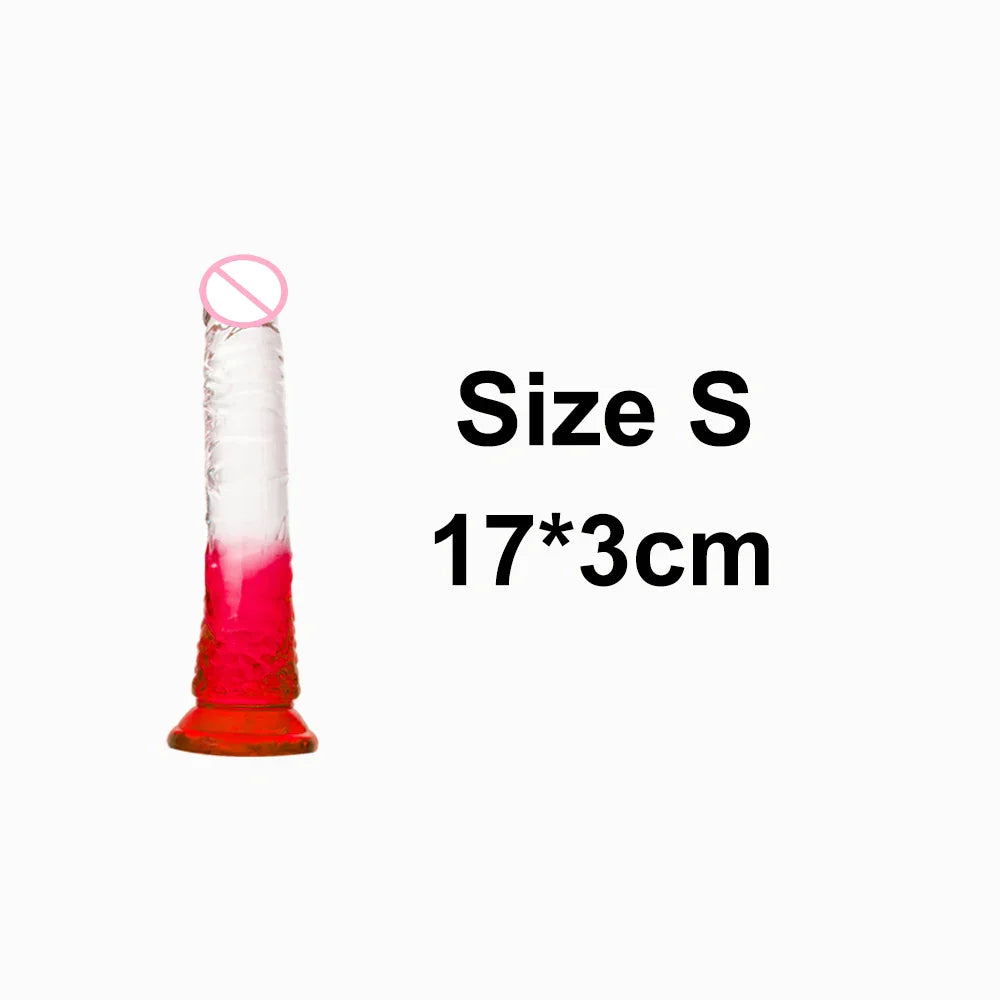 Crystal Jelly Huge Dildo Realistic Penis Anal Butt Plug Anal Massage Women's - fromasia2america.shop