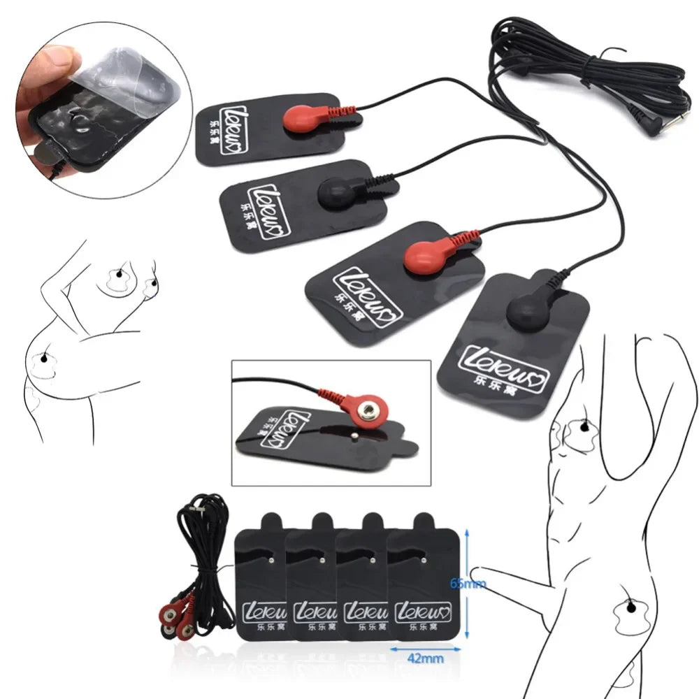 BDSM Male Electric Shock Cock Ring Electro Stimulation Breast Body Massage Pad - fromasia2america.shop