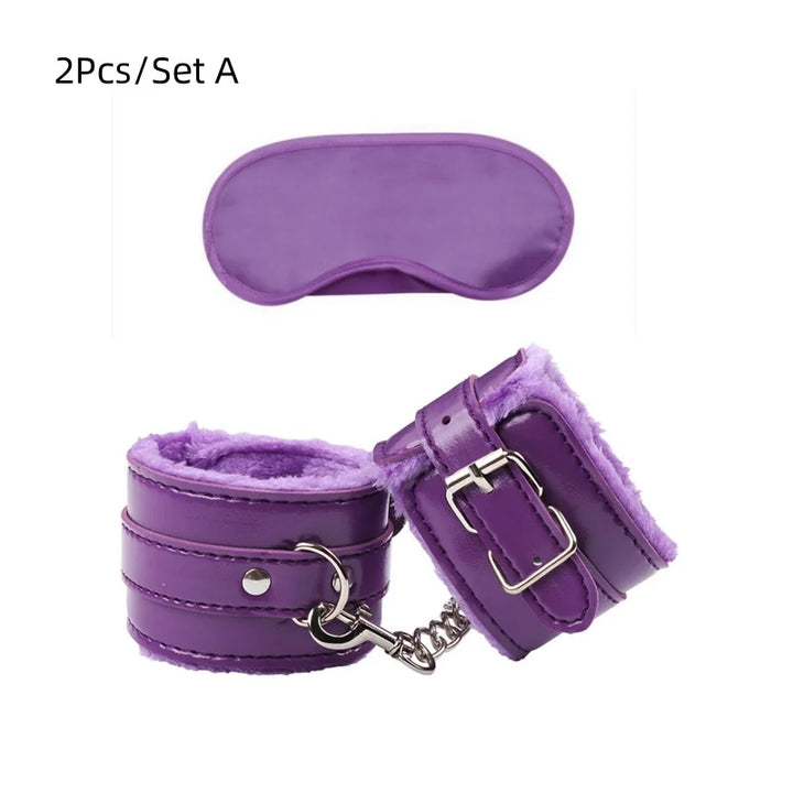 Bdsm Bondage Kit Leather Handcuffs Sets Whip Nipple Clamps Ball Gag Collar for Women Couples - fromasia2america.shop