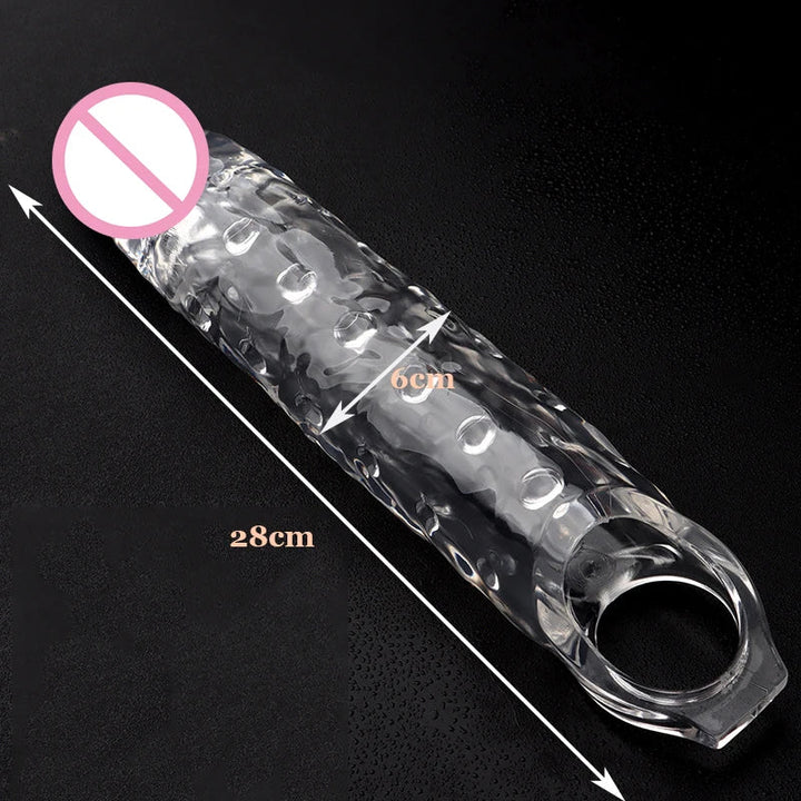 11inch Transparent Penis Extender Sleeve Bigger Realistic Sleeve Reusable For Men - fromasia2america.shop