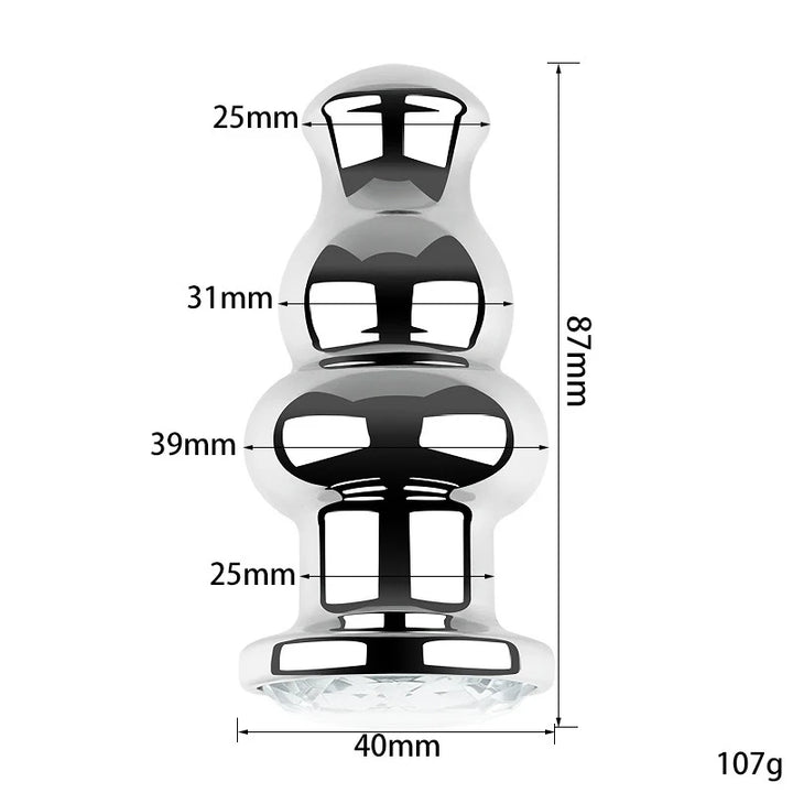 Metal Anal Plug Stainless Steel Butt Plug With Jewelry Colorful Crystal Anus Plug Anal Bead for women - fromasia2america.shop