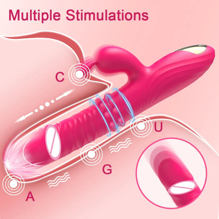 Rabbit Vibrator for Women Vagina G-Spot Nipple Clitoris Stimulator Thrusting - fromasia2america.shop