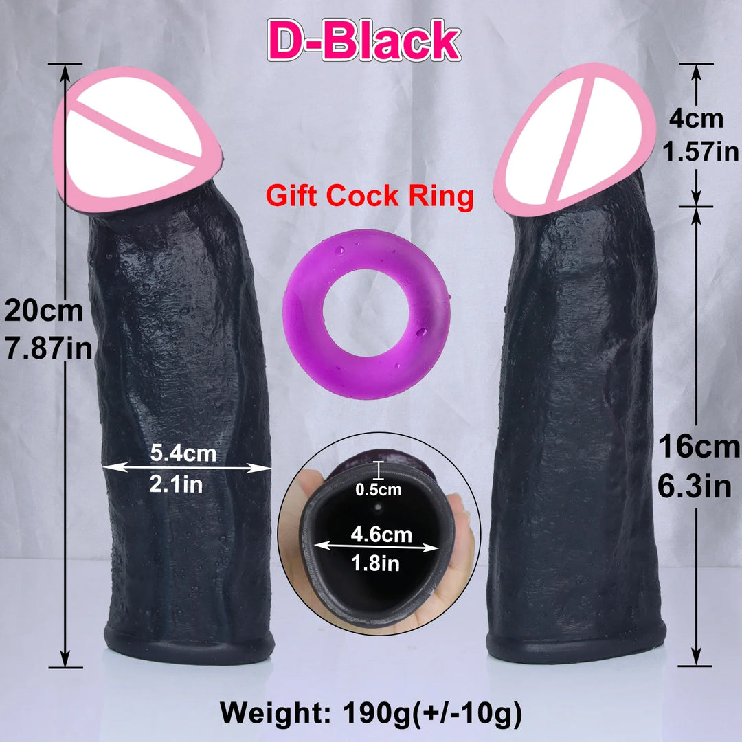 Soft Realistic Vein Dildo Enlarger Penis Sleeve Big Growth Real Silicone Dick Man Delayed - fromasia2america.shop