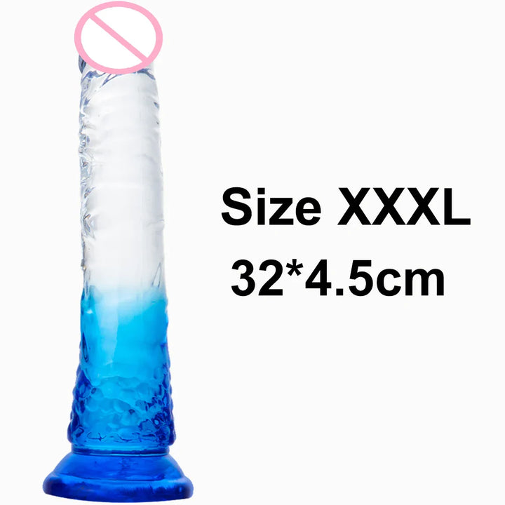 Crystal Jelly Huge Dildo Realistic Penis Anal Butt Plug Anal Massage Women's - fromasia2america.shop