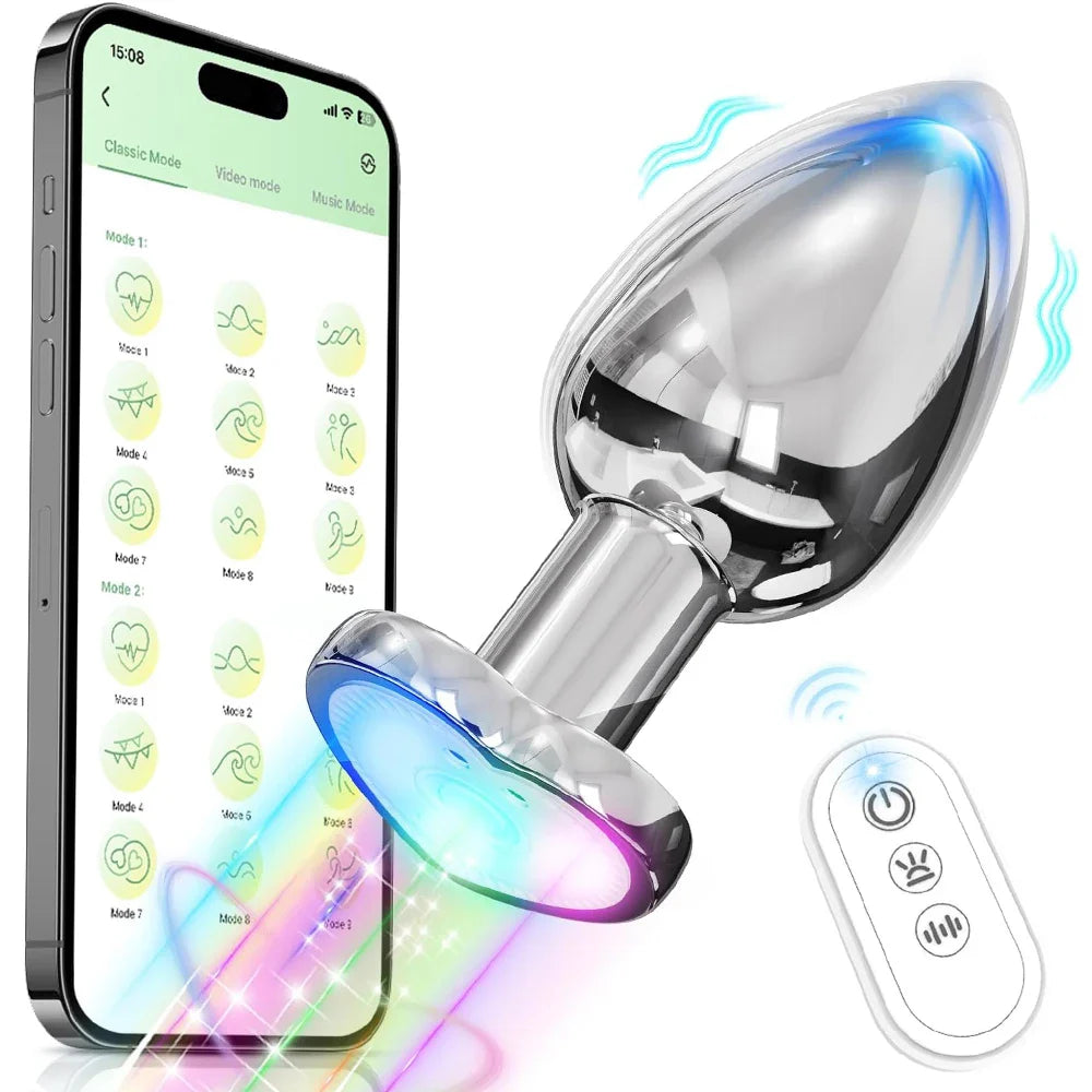 LED Colorful Light Metal Butt Plug for Women Men Anal Plug - fromasia2america.shop