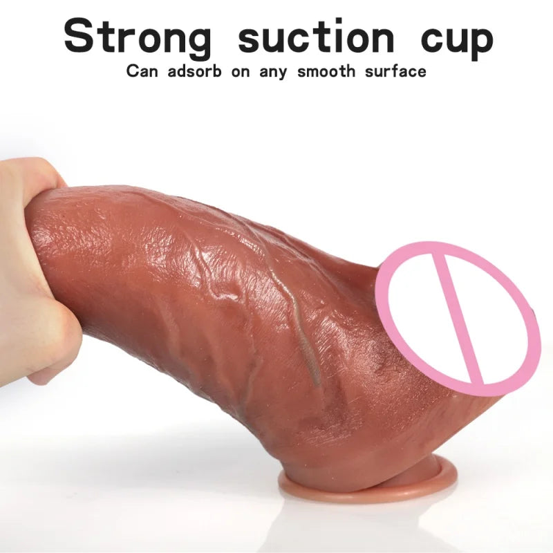 New Soft Realistic Veins Huge Dildo Thick Cock Double Layer For Women - fromasia2america.shop