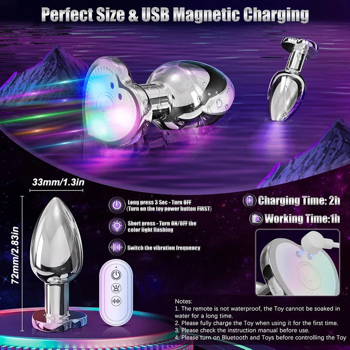 LED Colorful Light Metal Butt Plug for Women Men Anal Plug - fromasia2america.shop