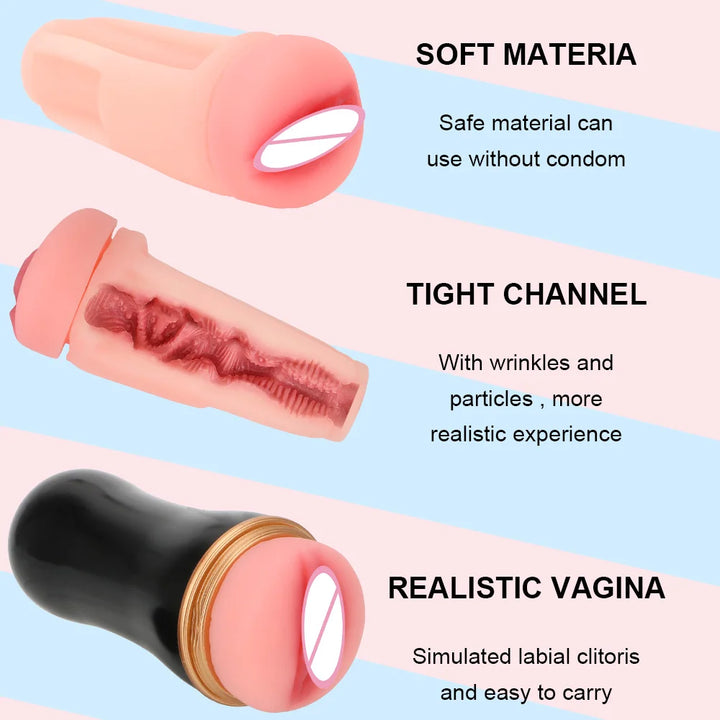 Pocket Pussy Male Masturbator Cup Realistic Blowjob Vagina Ejaculation Delay Training Machine
