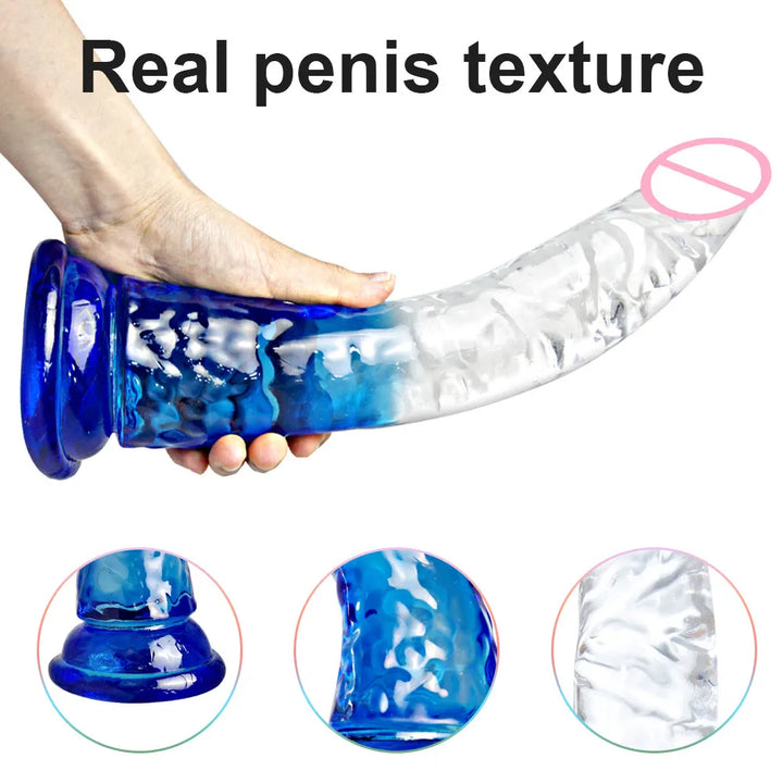 Crystal Jelly Huge Dildo Realistic Penis Anal Butt Plug Anal Massage Women's - fromasia2america.shop