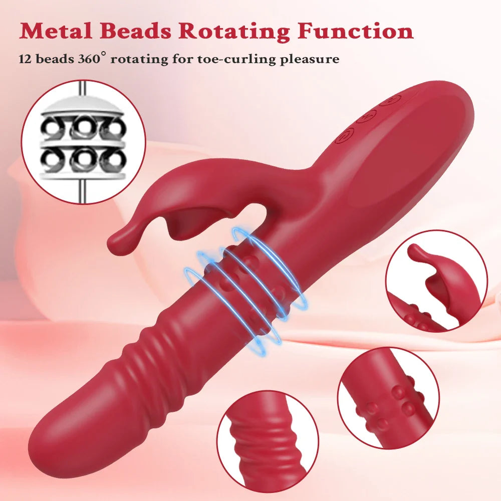 Rabbit Vibrator For Women Powerful G Spot Telescopic Rotating Clitoris Vagina - fromasia2america.shop