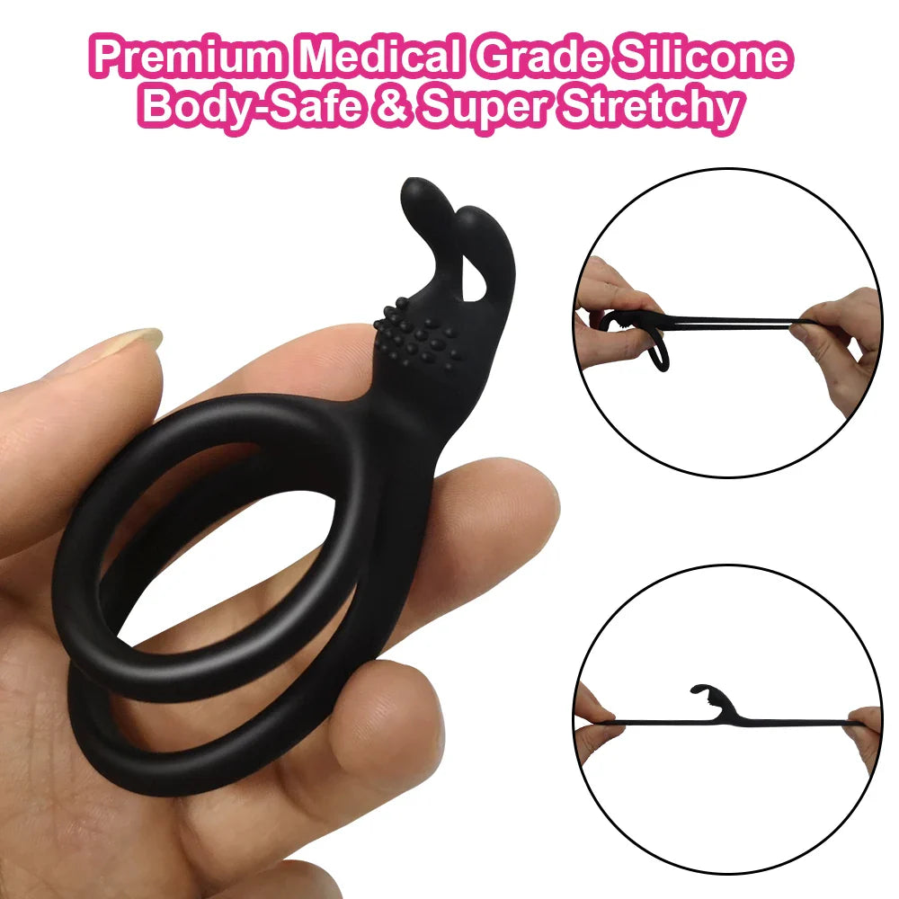 2 In 1 Men's Silicone Penis Ring Clitoris Stimulator Cock Ring - fromasia2america.shop