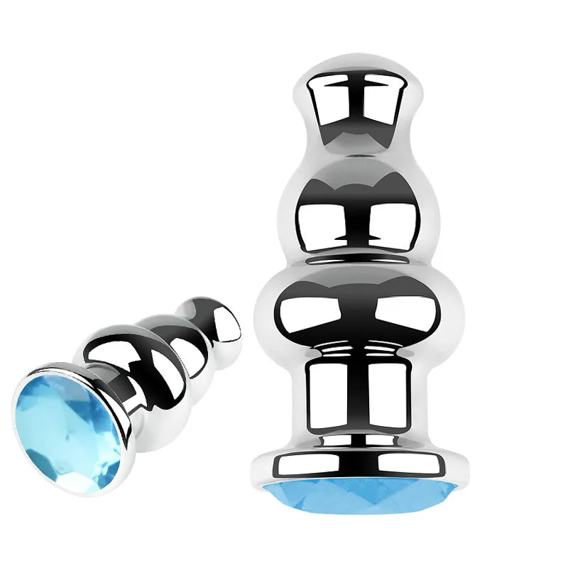 Metal Anal Plug Stainless Steel Butt Plug With Jewelry Colorful Crystal Anus Plug Anal Bead for women - fromasia2america.shop