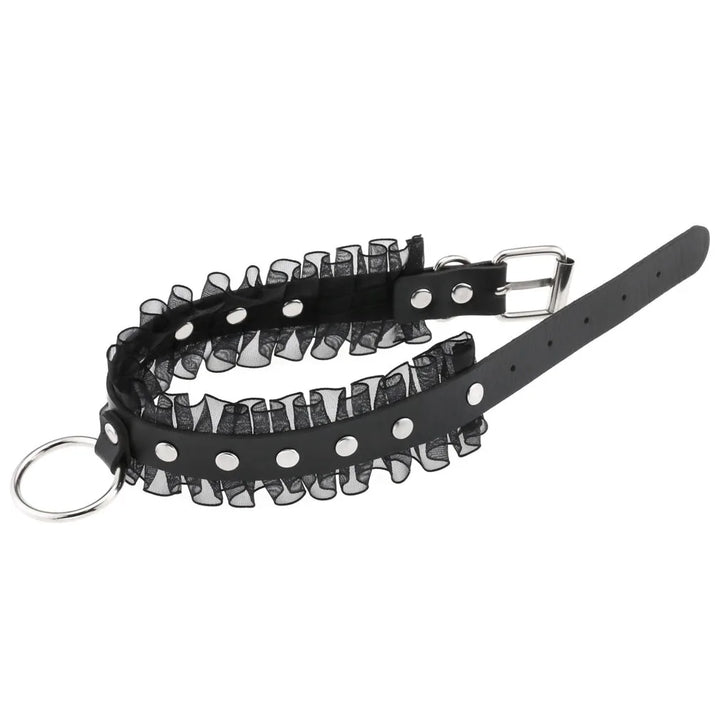 Goth Sexy Lace Rivet PU Leather Round Circle Collars  Girl Slave BDSM - fromasia2america.shop