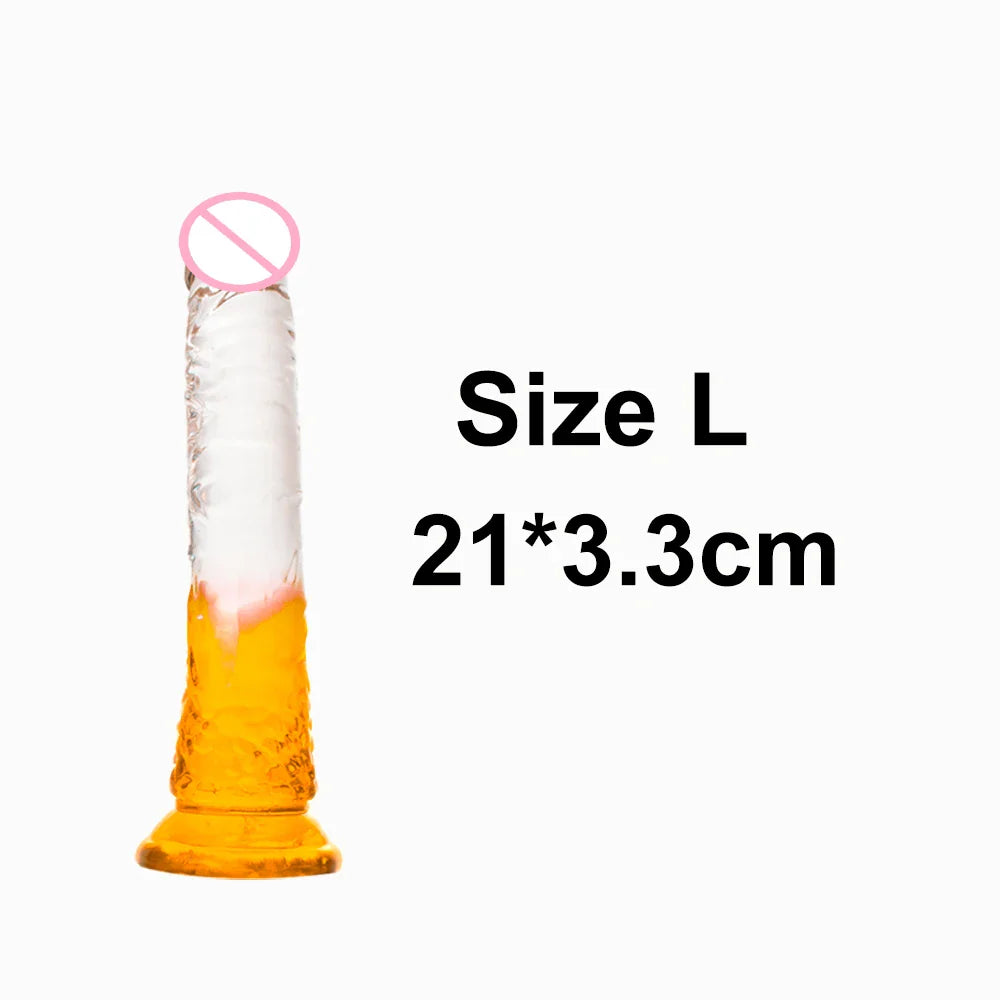 Crystal Jelly Huge Dildo Realistic Penis Anal Butt Plug Anal Massage Women's - fromasia2america.shop