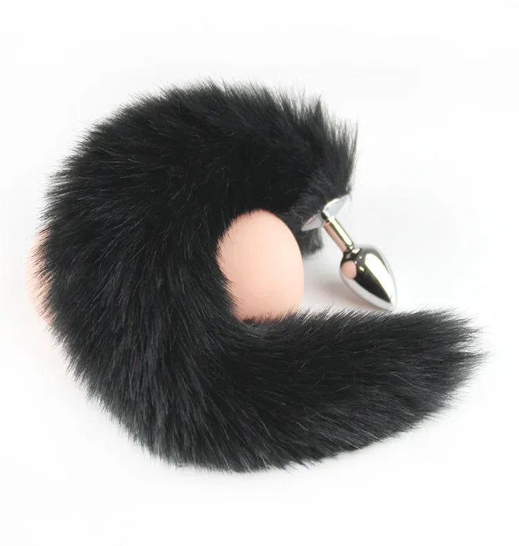 Woman Cosplay Fox Mask Tail Anal Plug Metal Anus Butt Plug Half Cat Mask BDSM - fromasia2america.shop