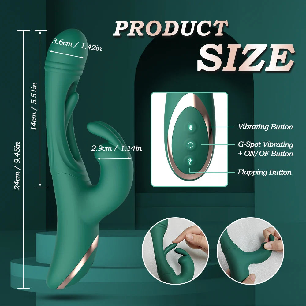 3 In 1 G-Spot Dildo Rabbit Vibrator Flapping Vaginal Massager Female - fromasia2america.shop