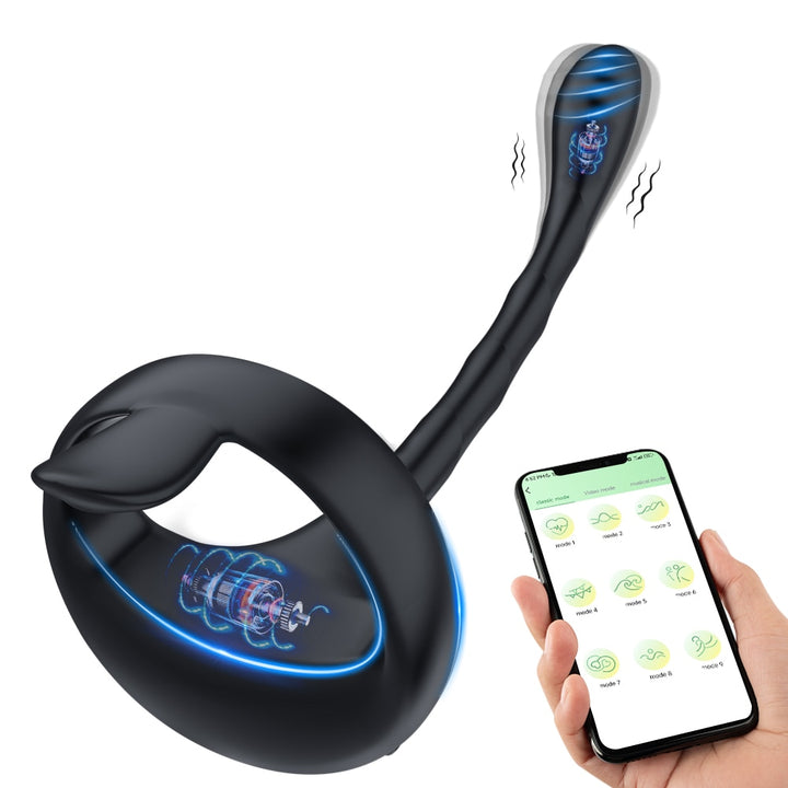 APP Bluetooth Prostate Vibrator Testicle Massage Anal Butt Plug Cock Ring