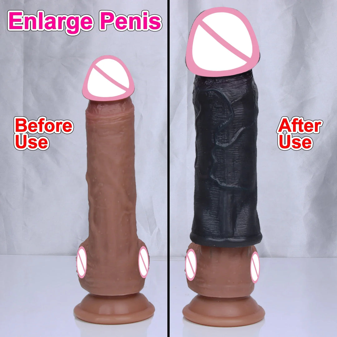 Soft Realistic Vein Dildo Enlarger Penis Sleeve Big Growth Real Silicone Dick Man Delayed - fromasia2america.shop