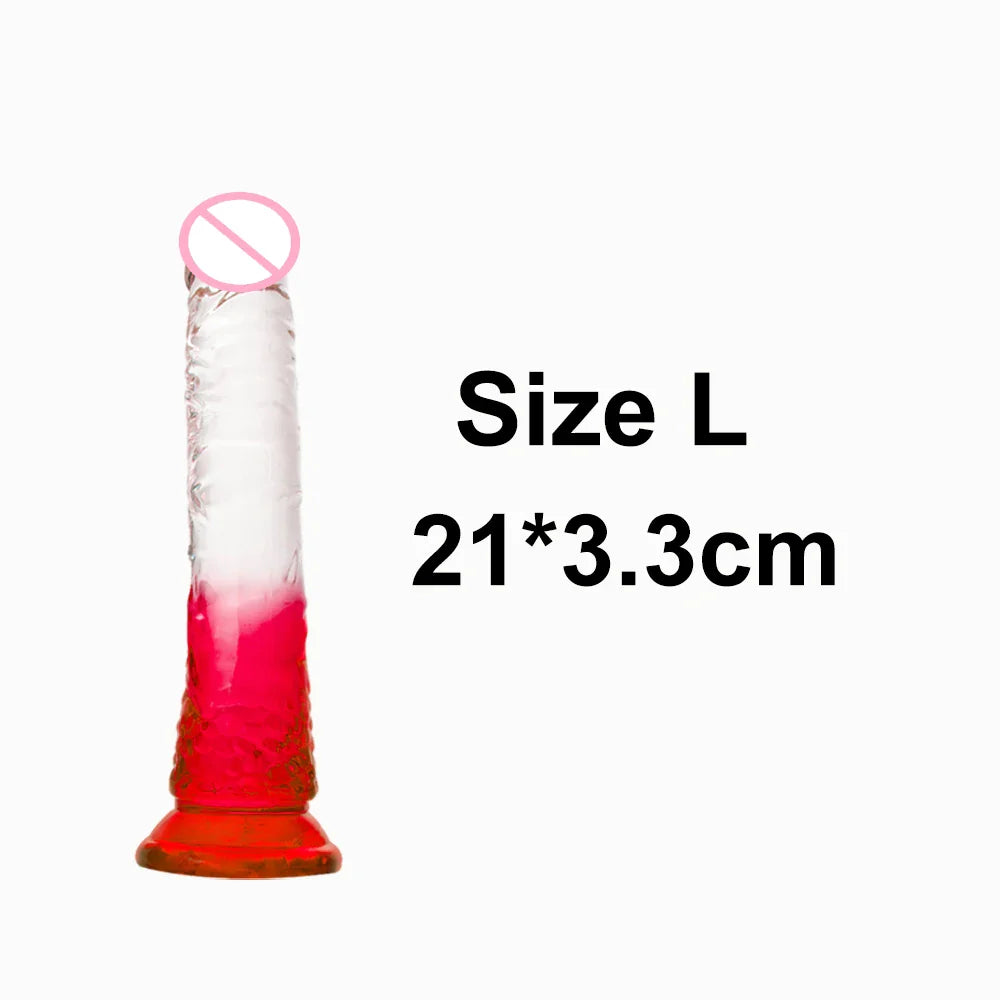 Crystal Jelly Huge Dildo Realistic Penis Anal Butt Plug Anal Massage Women's - fromasia2america.shop