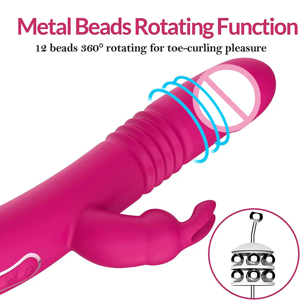 Rabbit Vibrators Thrusting Dildo for Women 10 Vibration Thrust Rotating Mode Clit - fromasia2america.shop